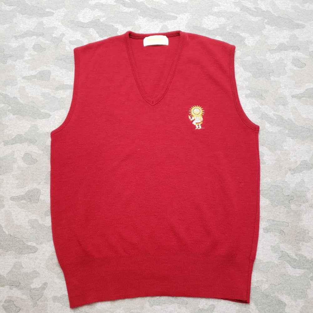 Vintage‎ Antigua Sweater Mens Large Red V-Neck Sleeveless